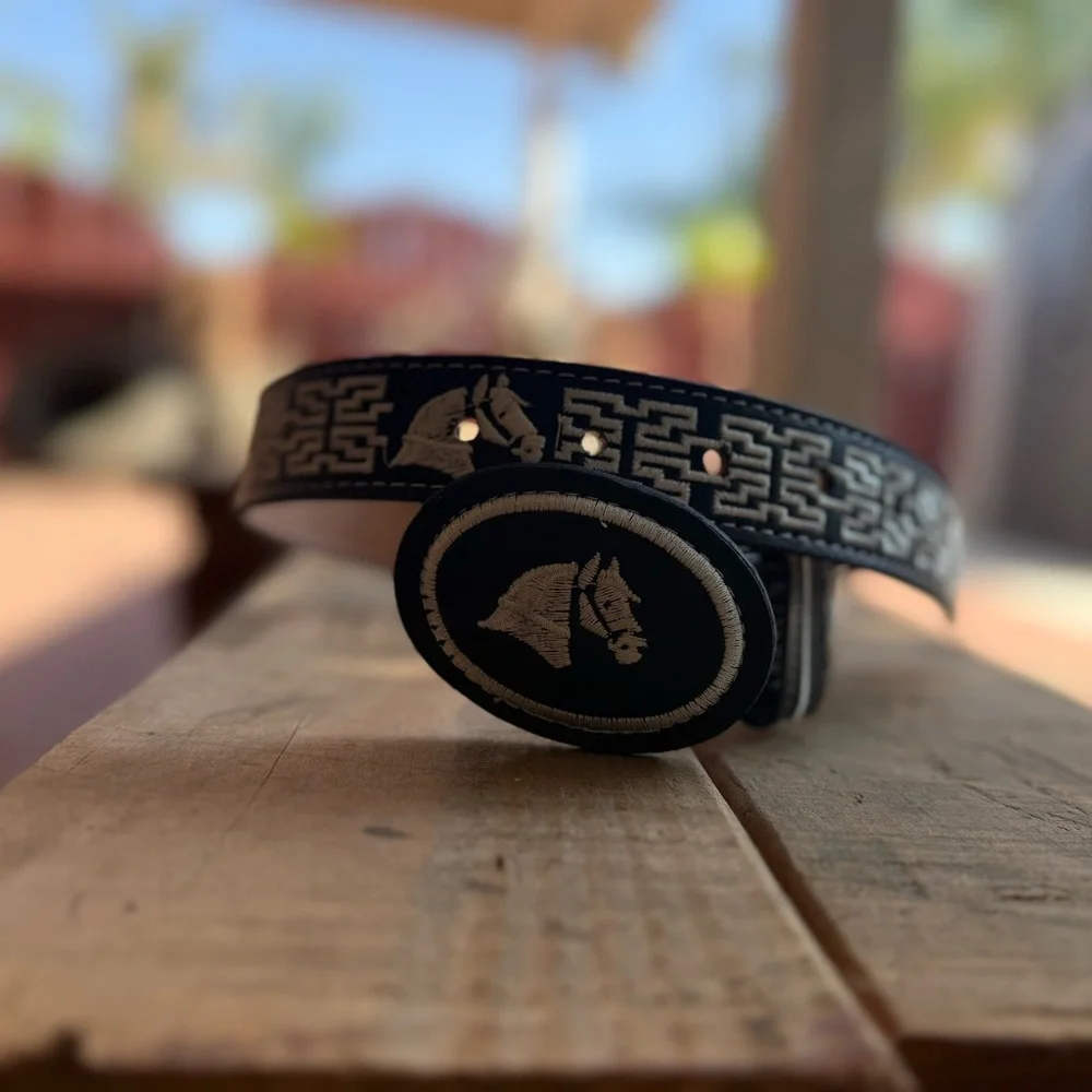 Black Belt with Horse Emblem